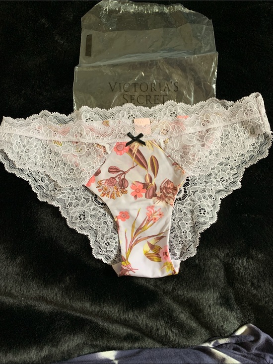 Victoria's Secret Other - Victoria's Secret Pink Floral Lace Bikini Panty with Black Bow